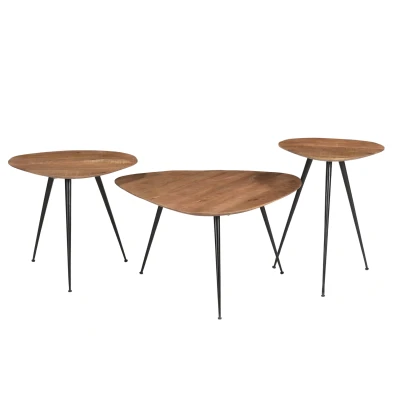 Afbeelding van Brix Loua organische salontafels set van 3 naturel Hout
