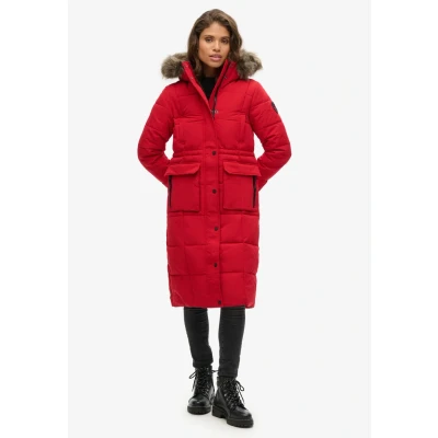 Afbeelding van Superdry Vrouwen Lange Everest Pufferjas Rood Grootte: 44