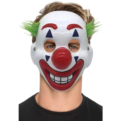 Afbeelding van Smiffys Clownsmasker, pvc, met haar en elastische band, Halloween, cirque, sinistere verkleedkleding, clownsmaskers