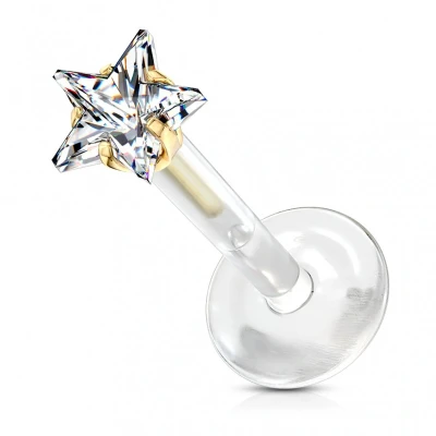 Afbeelding van Retainer piercing ster 1.2x8x3 goud kleur