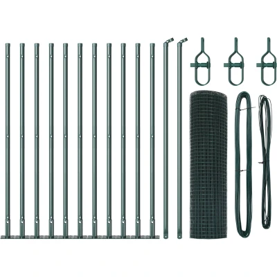 Afbeelding van vidaXL Gelaste Draadhek met 13 Flanged Posts Groen 0.4x25 m Staal