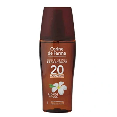 Afbeelding van Corine de Farme, Beschermende droogolie, SPF20, UVA UVB zonbescherming, Clean Beauty formule zonder parabenen, gemaakt in Frankrijk, 150 ml, voor een stralende bruining