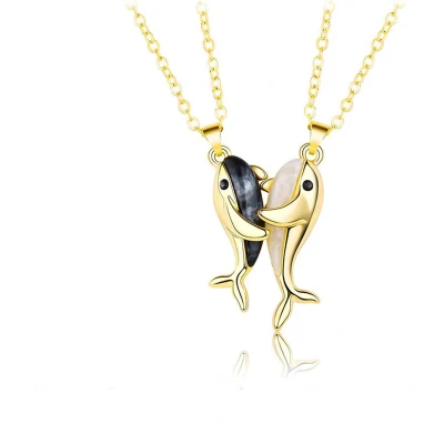 Afbeelding van Bixorp Friends BFF Ketting voor 2 Walvis / Walvissen Goudkleurig Vriendschapsketting Twee Helften Best Meisjes Vriendschap Cadeau