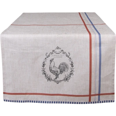 Afbeelding van Clayre &amp; Eef Tafelloper 50x140 cm Beige Katoen Rechthoek Haan Tafelkleed