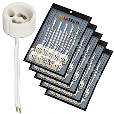 Afbeelding van ISOLATECH 50st GU10 keramische fitting brandbeveiliging met adereindhulzen LED spaarlampen (max.250V/2A) lampen home installatie verzonken plafond armatuur keuken badkamer socket hittebestendig