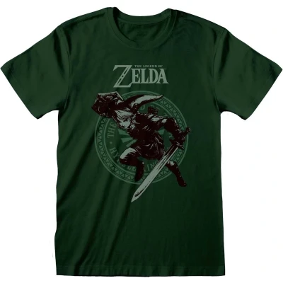 Afbeelding van Henry Tiger Nintendo Legend OF Zelda LINK POSE Tshirt print, Heren, Maat: XL, Bottle green