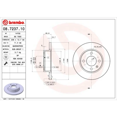 Afbeelding van Brembo Remschijf 08.7237.10