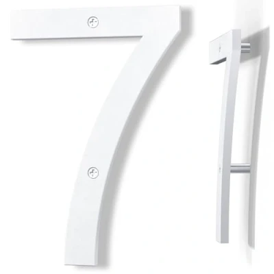 Afbeelding van Yafimea huisnummers wit modern, hoogte 20cm massief ABS plastic drijvend 3D effect anti vervaging corrosiebestendig (7)