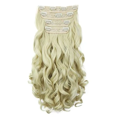 Afbeelding van CAISHA XXL 4 Delige Set Clip In Extensions Haarverlenging Haarstukje Volumineus Golvend Platina Blond CES311 1