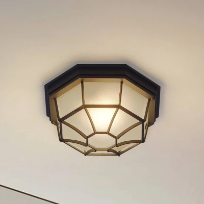 Afbeelding van Lindby buiten plafondlamp Idril, antraciet, metaal, Ø 26,5cm