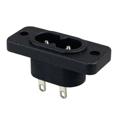 Afbeelding van Koudapparaatconnector met C8 aansluiting, 250V/2A, 2 gaats framebevestiging en inbouwopening, ca. 20,5x12,5mm