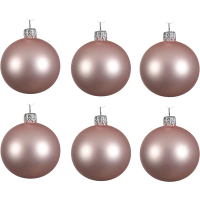 Afbeelding van Decoris Kerstballen 6 stuks lichtroze glas cm
