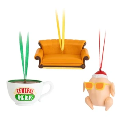 Afbeelding van Grupo Erik Kerst Decoratie Friends Set decoratieve kerstballen 3 stuks (kalkoen, bank en mok)