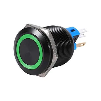 Afbeelding van Keenso Led drukschakelaar, 22 mm, 12 V 24 V, waterdicht, zelfborgende vergrendeling, drukknopschakelaar (groen)