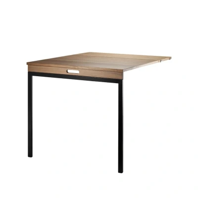 Afbeelding van String klaptafel Walnoot zwarte metalen poten