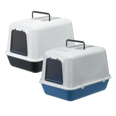 Afbeelding van Ferplast gesloten kattenbak, overdekt kattentoilet, inclusief 2 anti geur actieve koolfilters, verduisterde draaideur, 39,5 x 52,5 h 38 cm, CLEAR CAT 20 grote verschillende kleuren