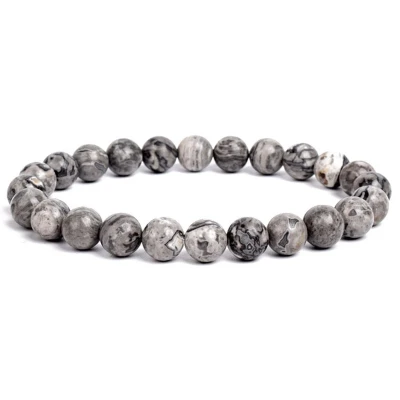 Afbeelding van Bixorp Gems Picasso Jaspis Edelstenen Armband Gepolijste Edelsteen Kralenarmband Map Stone