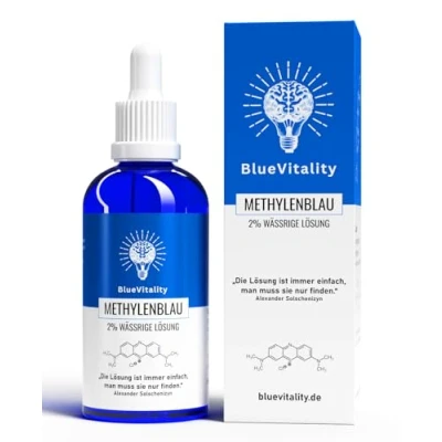 Afbeelding van BlueVitality 2% dubbele concentratie 100 ml methyleenblauw oplossing farmaceutische kwaliteit 100% zuiver USP Made in Germany onafhankelijk laboratorium getest pipet inbegrepen