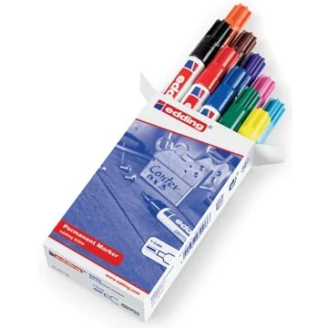 Afbeelding van Edding Permanent Marker E 3300 Doos Van 10 Stuks In Geassorteerde Kleuren