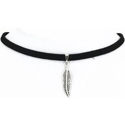Afbeelding van Korte choker ketting met veer hangertje 30 cm + 5 verstelbaar