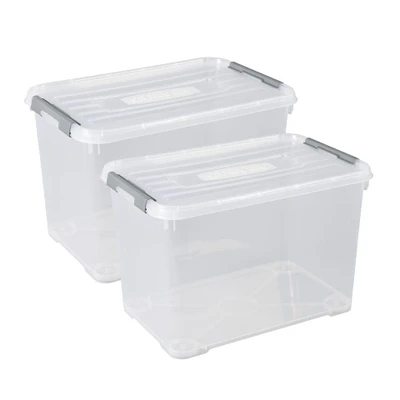 Afbeelding van Curver Handy+ Opbergbox 65L 2 stuks Transparant met deksel