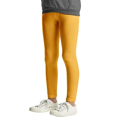 Afbeelding van L&amp;K II 2708 Legging voor kinderen, effen kleur, dansbroek, babylegging, fitnessbroek, katoen, Pack van 1 geel, 164 cm