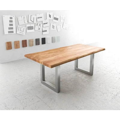 Afbeelding van Eettafel Edge acacia natuur 200x100 XL edelstaal breed Live