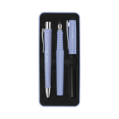 Afbeelding van Balpen en Vulpen Faber Castell Poly Pen in giftbox pale iris.