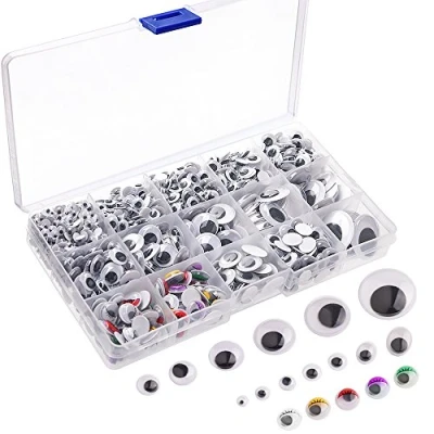 Afbeelding van KUUQA 1200 stuks kunststof zelfklevende poppenogen, wiggle, wiebelogen voor doe het zelf scrapbooking, handwerk, speelgoed, accessoires (verschillende maten)