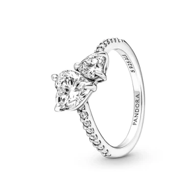 Afbeelding van Pandora 191198C01 Ring Sparkling Heart Solitaire zilver zirconia wit