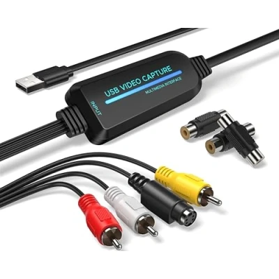Afbeelding van Fulfalic VHS naar Digital Converter 1080p USB 2.0 Capture Card Converteer VHS, Mini DV, Hi8, DVD &amp; VCR Digitaal voor Mac/Windows