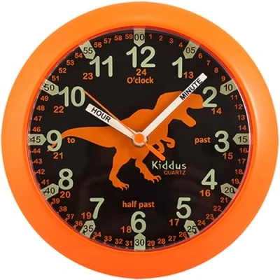 Afbeelding van KIDDUS Muur Klok voor Jongens en Meisjes. Geluidloos Analoog Time Teacher Uurwerk Inclusief Oefeningen. Designed om te Helpen de Tijd Leren