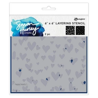 Afbeelding van Ranger SH Stencils happy hearts 2 st HUS85591 Simon Hurley (02 24)