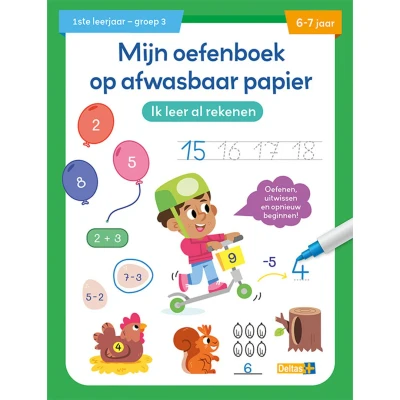 Afbeelding van Deltas Mijn oefenboek op afwasbaar papier ik leer al rekenen (6 7 jaar, groep 3)