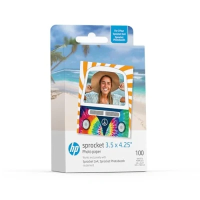 Afbeelding van HP Sprocket 3,5 x 4,25 inch zinkkleeffotopapier (100 stuks) Compatibel met 3x4 Photobooth en fotoprinter