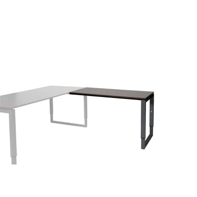 Afbeelding van Domino Plus aanbouwtafel, hoogte instelbaar (62 85cm) met 120x60cm &#039;zwevend&#039; logan eiken 25mm blad en zwart (RAL9005) O poot frame