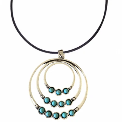 Afbeelding van Ketting turquoise zilverkleur verstelbaar zwart suede koord Charme Bijoux