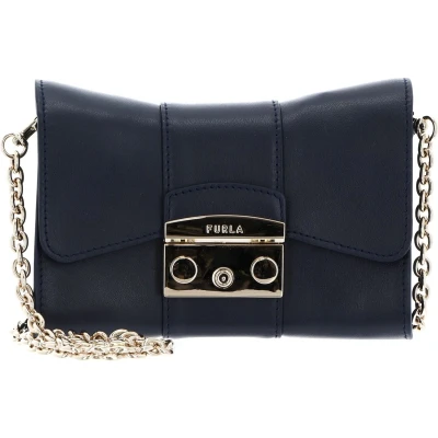 Afbeelding van FURLA Leren Schoudertas Koppeling Metropolis Mini Crossbody Remix Mediterraneo Donkerblauw