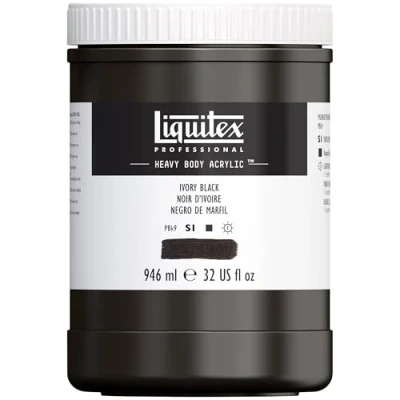 Afbeelding van Liquitex 4413244 Professionele acrylverf voor zware carrosserie in kunstenaarskwaliteit met uitstekende lichtechtheid en boterachtige consistentie, pot van 946 ml ivoorzwart