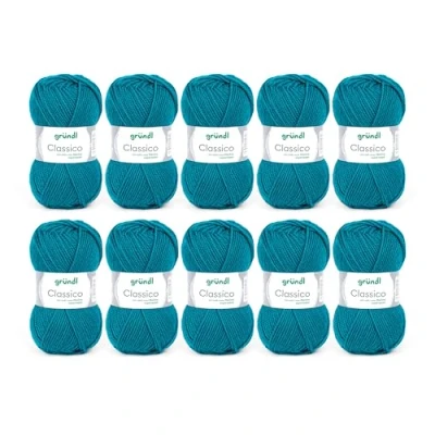 Afbeelding van Gründl Classico wol (Oeko Tex® gecertificeerd breigaren/haakgaren van 50% scheerwol (Merino superwash) &amp; polyacryl, 50 g/120 m, naalddikte: 3,5 4,5, 10 bollen à g), petrol