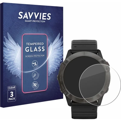 Afbeelding van Savvies Glas Screenprotector voor Garmin Fenix 6X Pro Gehard Beschermglas 9H (3 Stuks)
