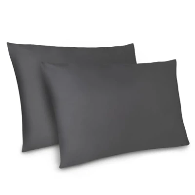 Afbeelding van Dreamzie Kussensloop 50 x 70 cm, Set van 2 Kussenslopen, Donkergrijs met Ritssluiting, Microvezel, Zacht,