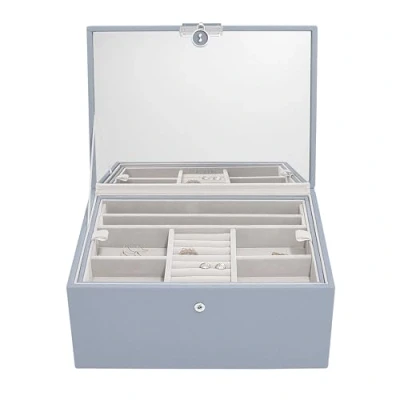 Afbeelding van STACKERS DUSKY BLUE Luxe juwelendoos juwelenkistje sieradendoos spiegel