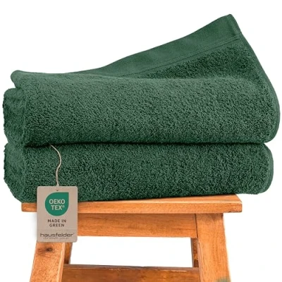 Afbeelding van Hausfelder Douchehanddoek, 70 x 140 cm, premium badhanddoek 500 g/m², 100% katoen, handdoekenset, Oeko Tex gecertificeerd (70 donkergroen)