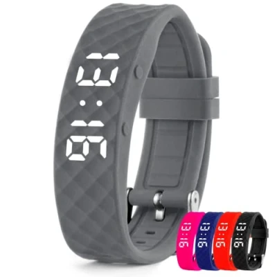Afbeelding van TabTime Trilalarm herinnering horloge met maximaal 10 persoonlijke alarmen of pilherinneringen per dag (grijs, klein)