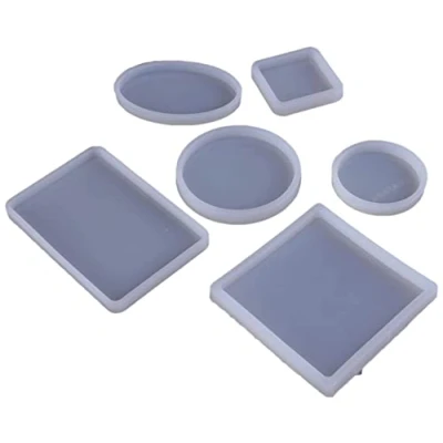 Afbeelding van 6 STKS DIY Coaster Siliconen Mallen, Xfaiz Grote Ontwerpen Hars Mallen Sieraden Gieten Herbruikbare Ronde Vierkante Kleine Rechthoekige Voor Beton Cement