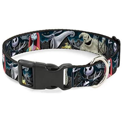 Afbeelding van Buckle Down Plastic Clip Collar Nightmare Before Christmas 4 Karakter Groep/Begraafplaats Scène 1/2&quot; breed Past 6 9&quot; nek Small