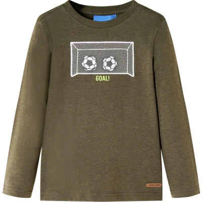 Afbeelding van Kindershirt met lange mouwen doelprint 104 gemleerd kakikleur
