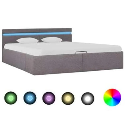 Afbeelding van VIDAXL Bedframe met hydraulische opslag en LED stof taupe 160x200 cm