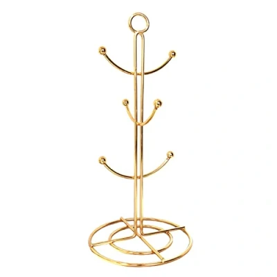 Afbeelding van FGYZYP Aanrecht Mok Boomhouder, Keuken Koffie Thee Cup Stand met 6 Haken, Metalen Vrijstaande Droger Opbergrek voor Counter Kast Bar Accessoire Organizer (goud)
